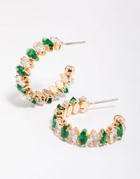 Gold Marquise Cubic Zirconia Hoop Earrings - link has visual effect only