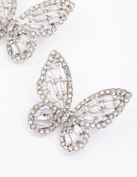 Rhodium Flutter Butterfly Cubic Zirconia Stud Earrings - link has visual effect only