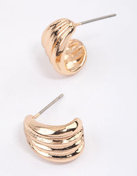 Gold Raked Huggie Earrings & Polishing Set - link has visual effect only