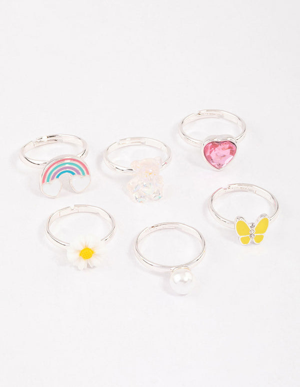 Kids Bear & Flower Ring 6-Pack