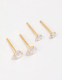 Gold Plated Sterling Silver Cubic Zirconia Stud Pack - link has visual effect only