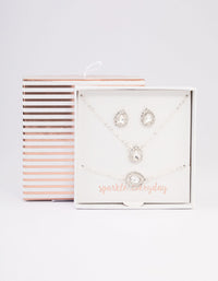 Silver Diamante Pear-Shaped Jewellery Set - link has visual effect only