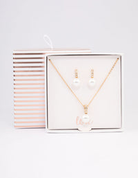 Gold Diamante Pearl Jewellery Set - link has visual effect only