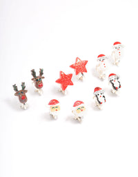 Kids Polymer Christmas Clip On Earrings 5-Pack - link has visual effect only