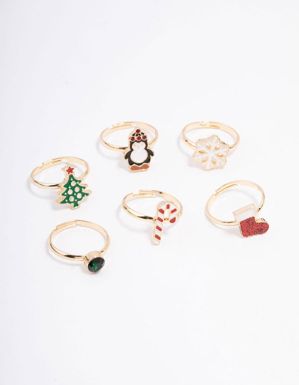 Kids Christmas Motif Ring 6-Pack