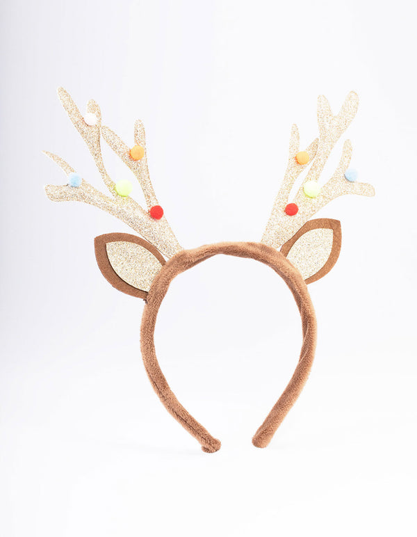 Kids Christmas Glitter Antler Headband