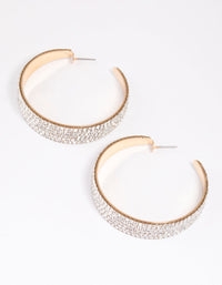 Gold Diamante Large Hoop Statement Earrings - link has visual effect only