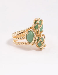 Gold Plated Wrapped Triple Stone Ring - link has visual effect only