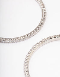 Rhodium Fine Minimal Cubic Zirconia Hoop Earrings - link has visual effect only