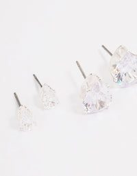 Silver Cubic Zirconia Stud Earrings Pack - link has visual effect only