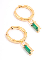 Gold Plated Surgical Steel Square Cubic Zirconia Hoop Earrings - link has visual effect only