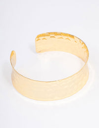 Gold Plated Wide Hammered Wrist Cuff - link has visual effect only