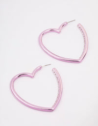 Pink Large Diamante Heart Hoop Earrings - link has visual effect only