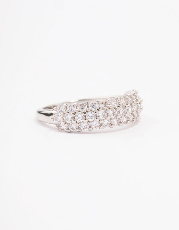 Rhodium Slim Cubic Zirconia Band Ring