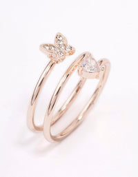 Rose Gold Plated Heart Butterfly Wrapped Ring - link has visual effect only