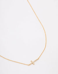 Gold Plated Diamante Cross Fine Pendant Necklace - link has visual effect only