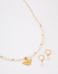 Gold Plated Freshwater Pearl Cherub Jewellery Set - link has visual effect only