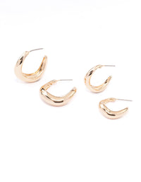 Gold Wave Matched Hoop Earring Pack - link has visual effect only