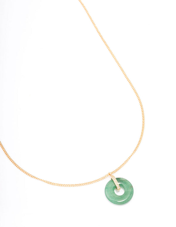 Gold Plated Cubic Zirconia Semi-Precious Donut Necklace