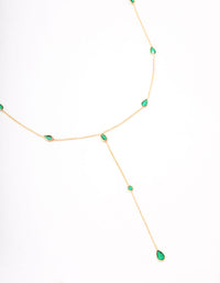 Gold Plated Cubic Zirconia Lariat Y-Shaped Necklace - link has visual effect only