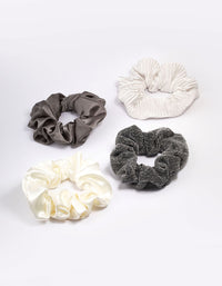 Grey & Cream Christmas Hair Scrunchie Gift 4-Pack - link has visual effect only