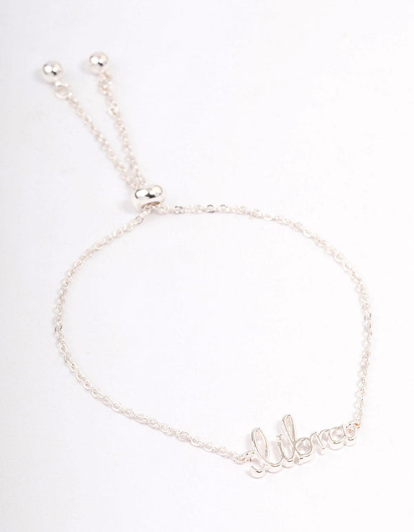 Silver Plated Libra Script Bracelet