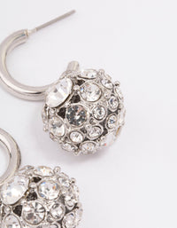 Rhodium Glamorous Ball Drop Huggie Earrings - link has visual effect only